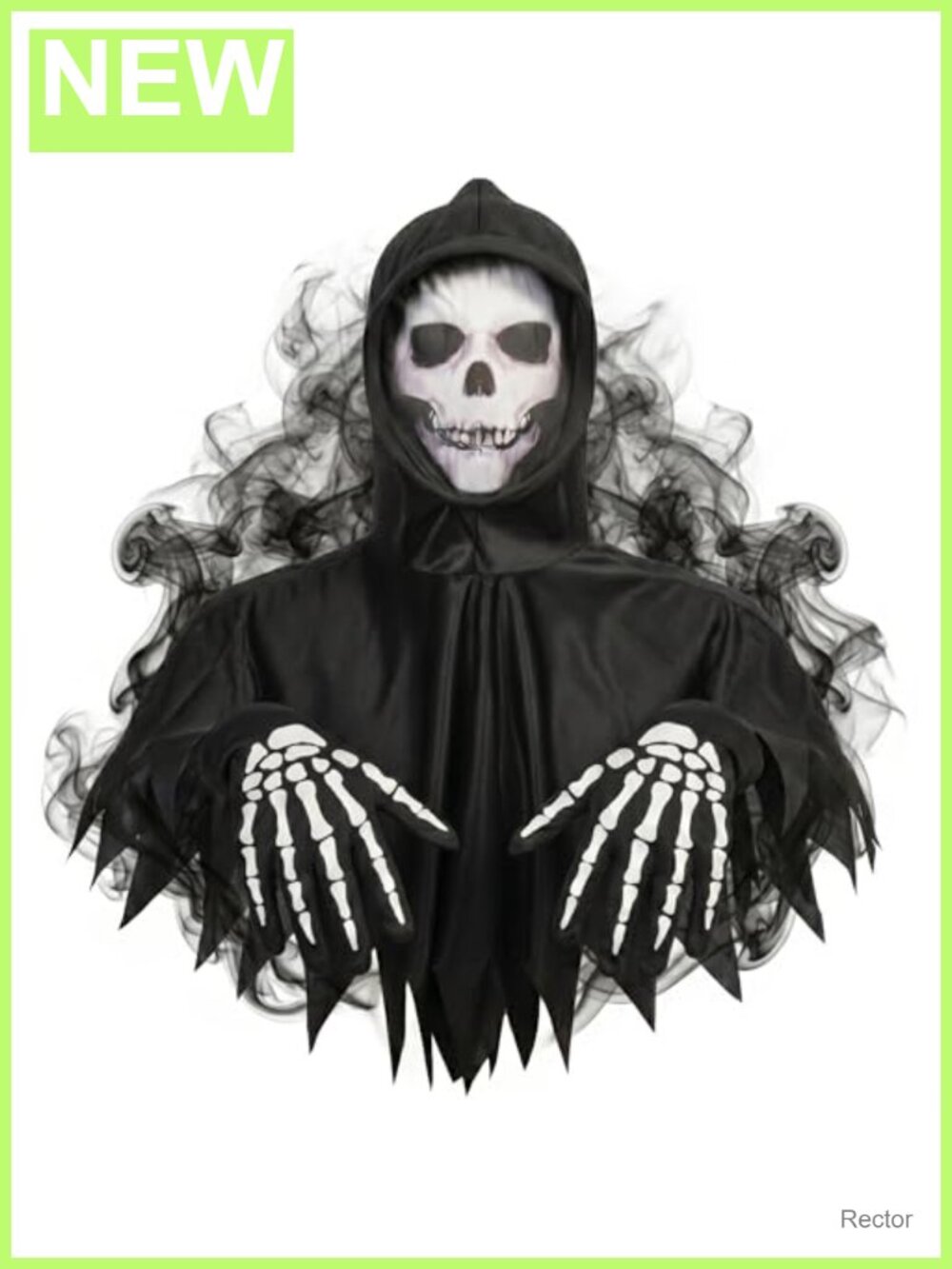 Skeleton Costume Set Skull Mask Grim Reaper Gloves Halloween